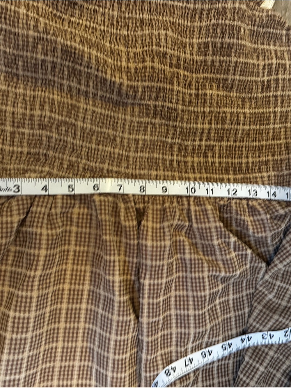 Cider Brown Gingham Midi Dress with Square Neck and Trim - Picture 6 of 6